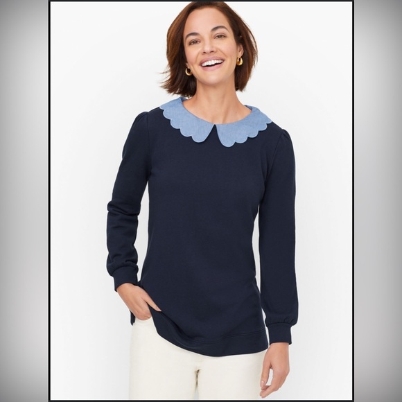Talbots Navy Sweater with Blue Collar size SP - Picture 1 of 10